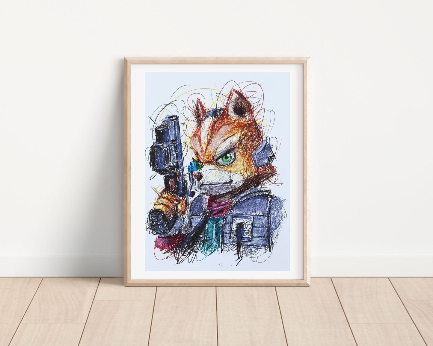 Star Fox Ballpoint Pen Scribble Art Print