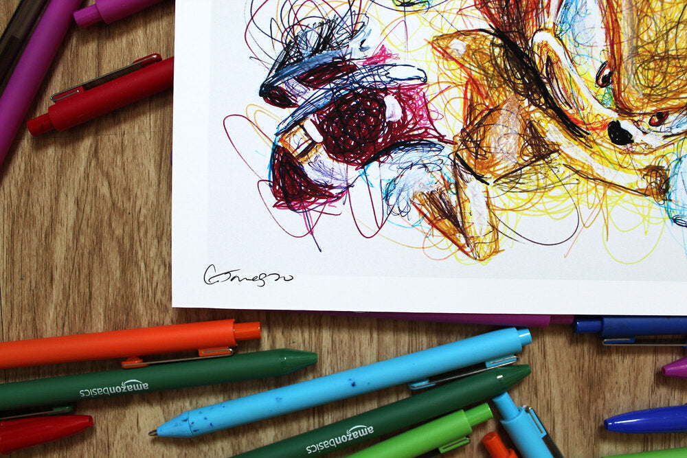 Super Sonic Ballpoint Pen Scribble Art Print-Cody James by Cody