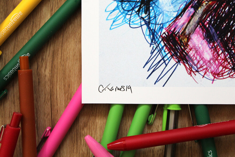 Superman Ballpoint Pen Scribble Art Print-Cody James by Cody