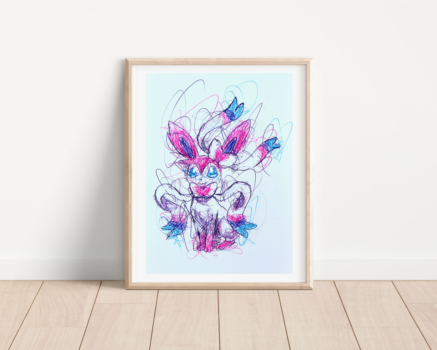 Slyveon Ballpoint Pen Scribble Art Print