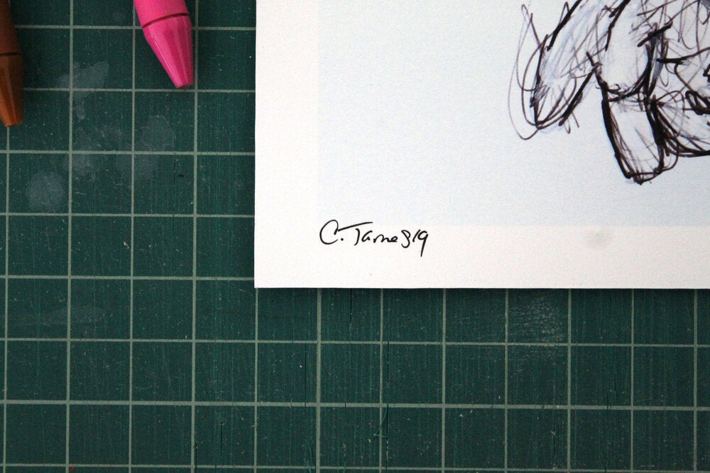 Tails Ballpoint Pen Scribble Art Print-Cody James by Cody