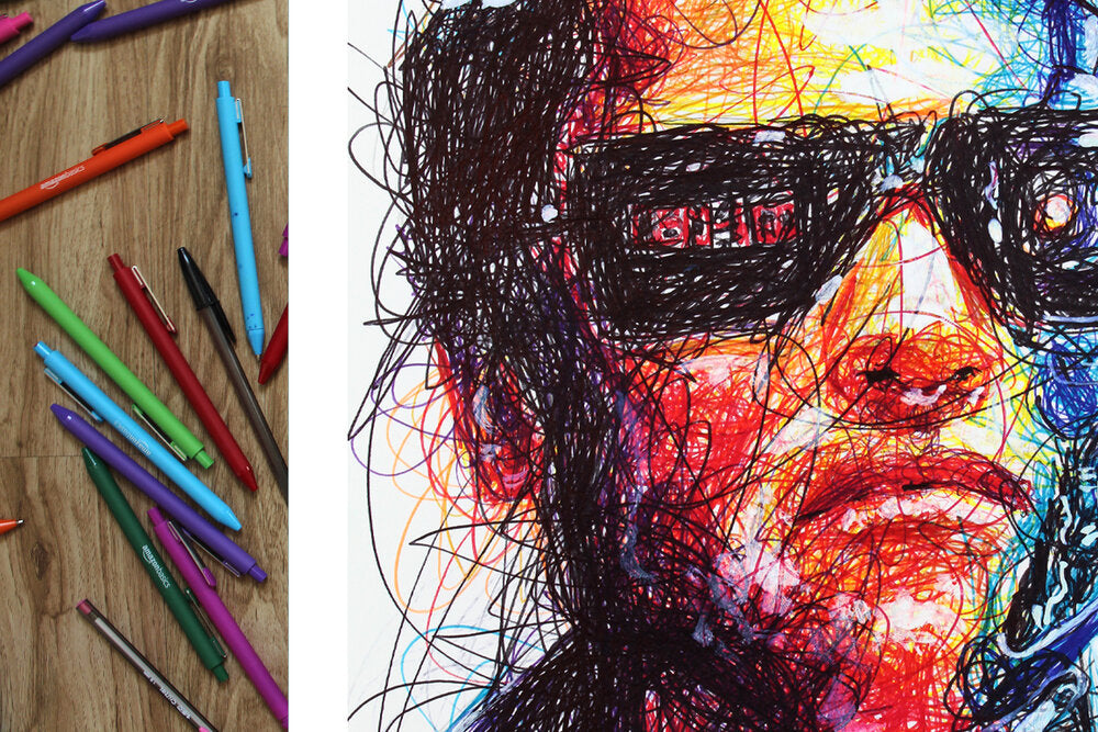 Terminator Ballpoint Pen Scribble Art Print-Cody James by Cody