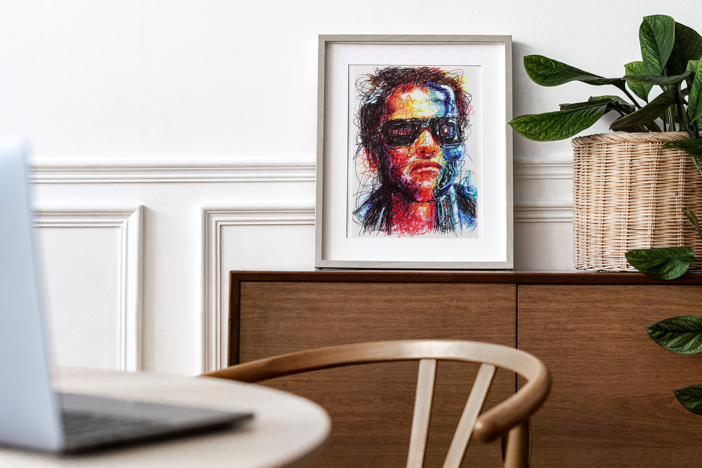 Terminator Ballpoint Pen Scribble Art Print