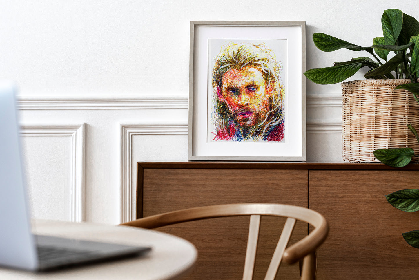 (Movie) Thor Ballpoint Pen Scribble Art Print