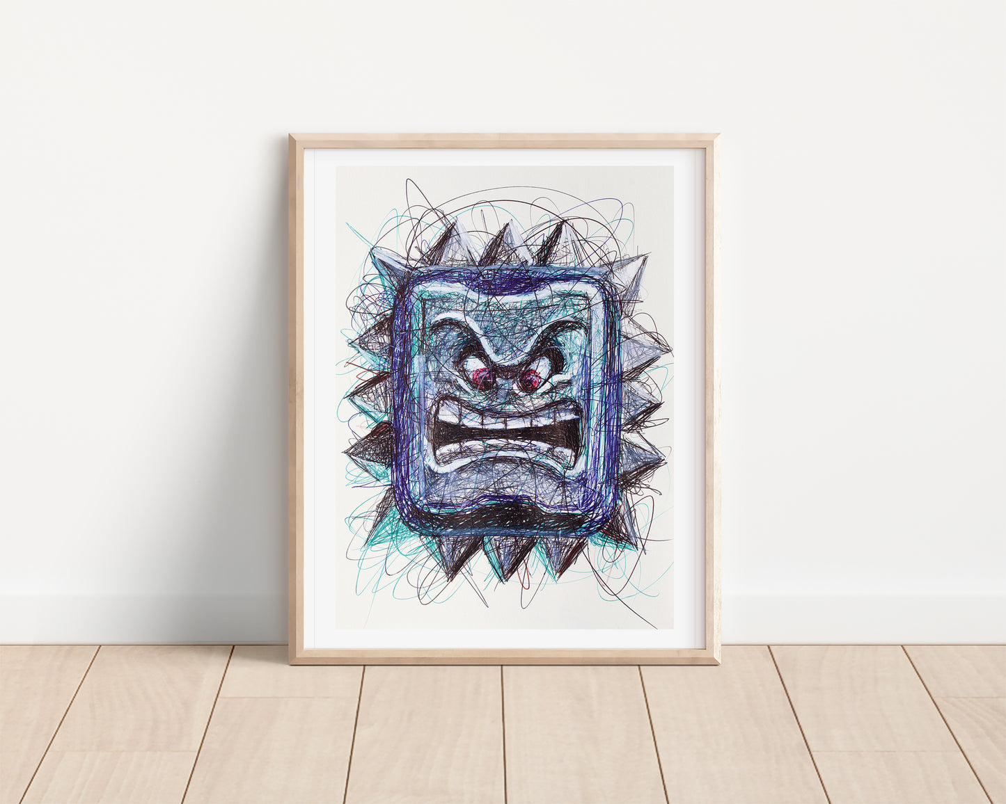 Thwomp Ballpoint Pen Scribble Art Print