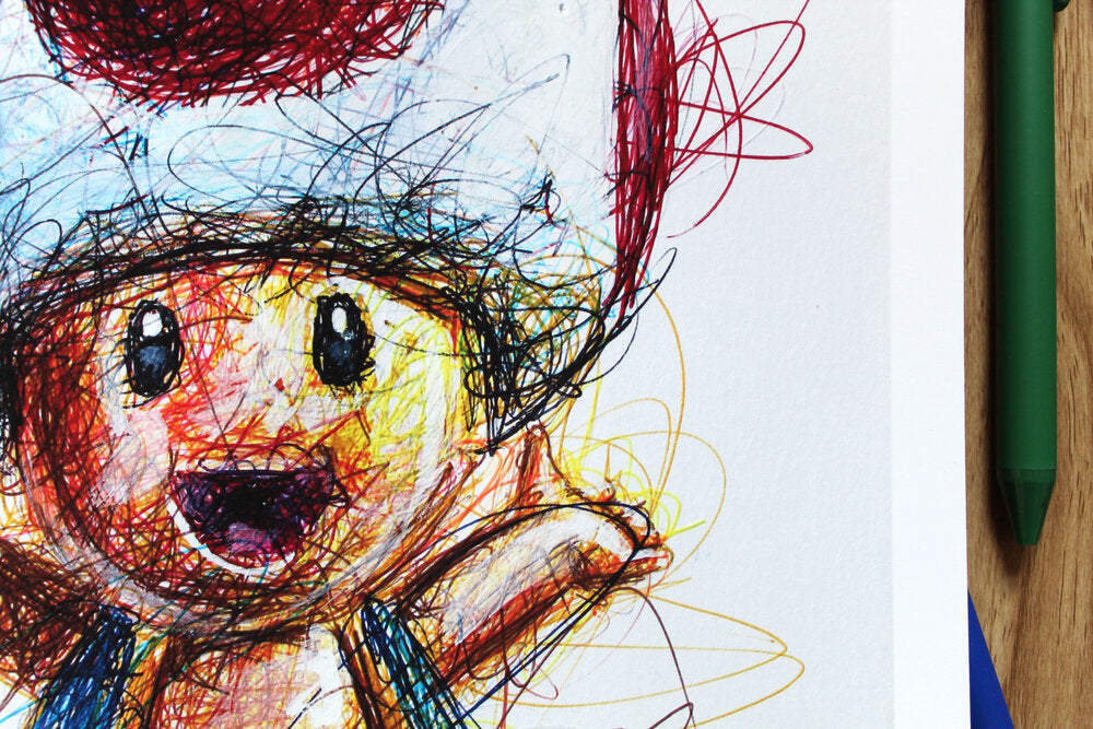 Toad Ballpoint Pen Scribble Art Print-Cody James by Cody