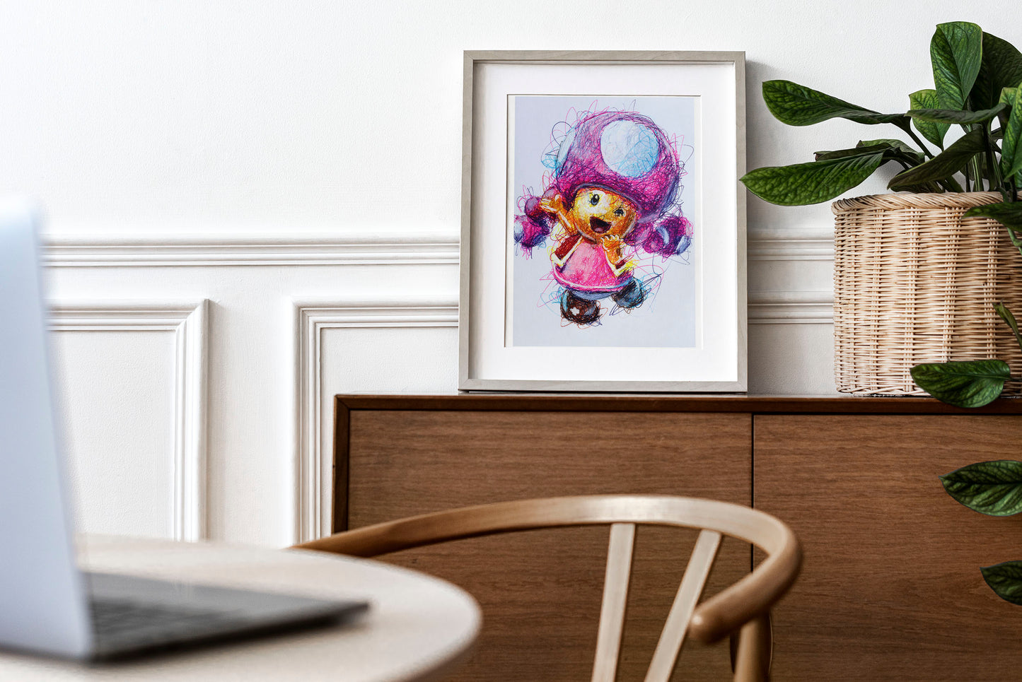 Toadette Ballpoint Pen Scribble Art Print
