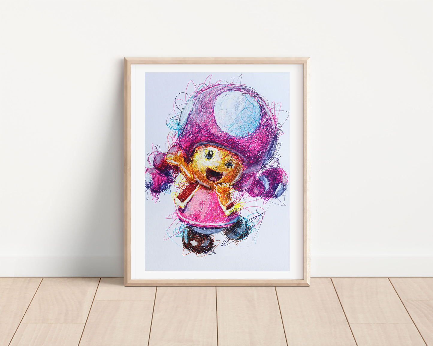 Toadette Ballpoint Pen Scribble Art Print