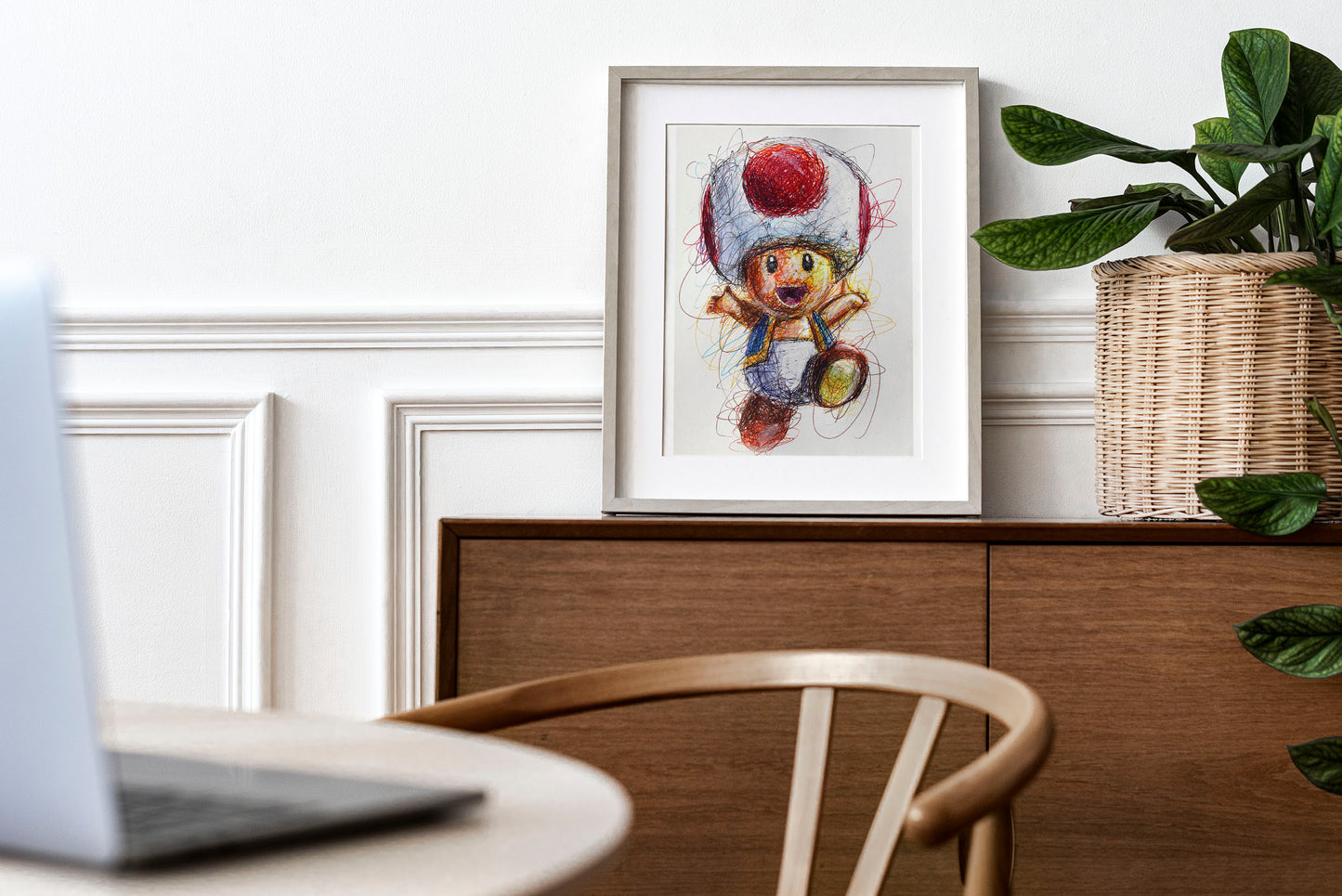 Toad Ballpoint Pen Scribble Art Print