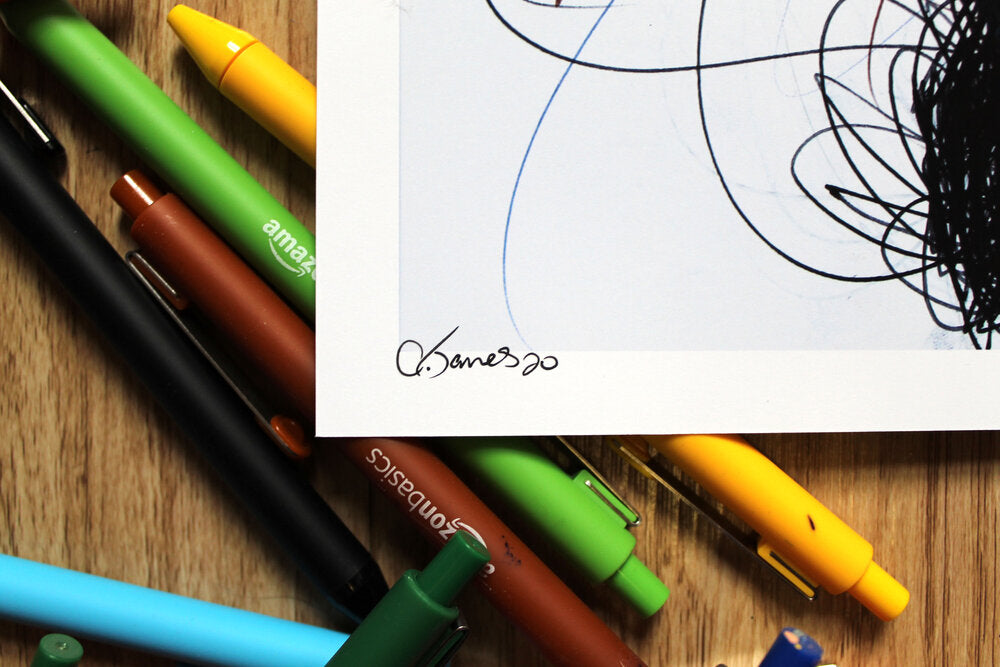 Tomura Ballpoint Pen Scribble Art Print-Cody James by Cody