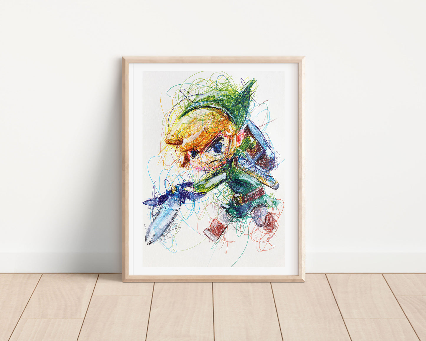Cartoon Link Ballpoint Pen Scribble Art Print