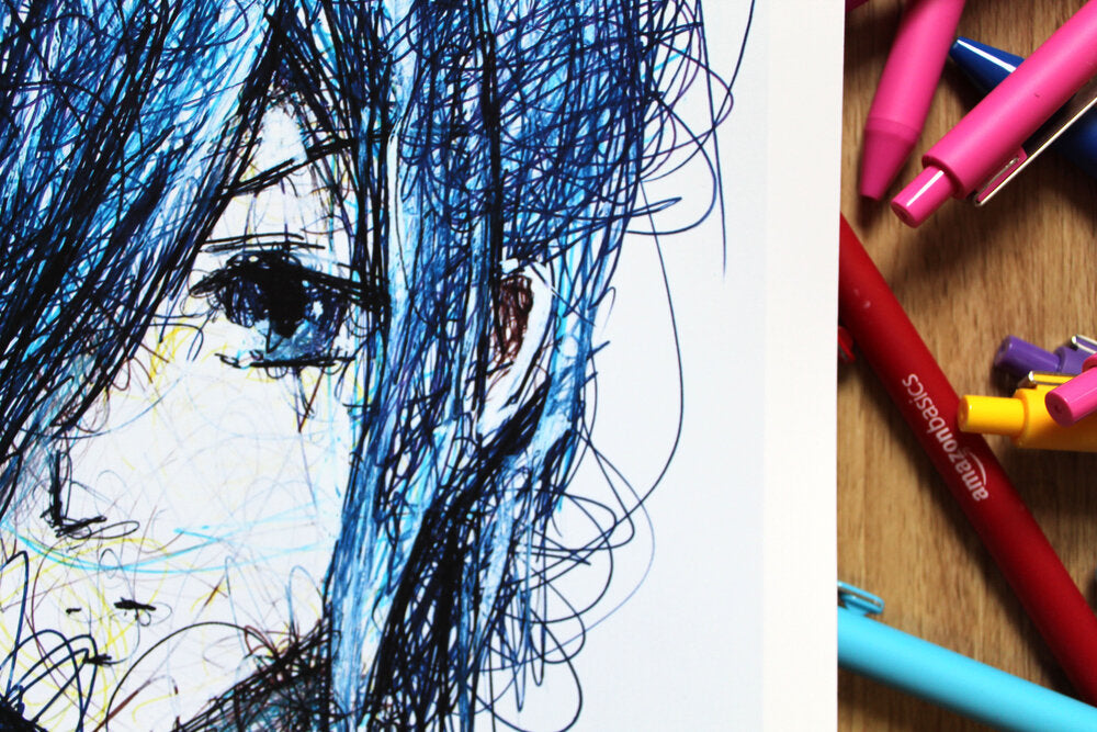 Touka Ballpoint Pen Scribble Art Print-Cody James by Cody