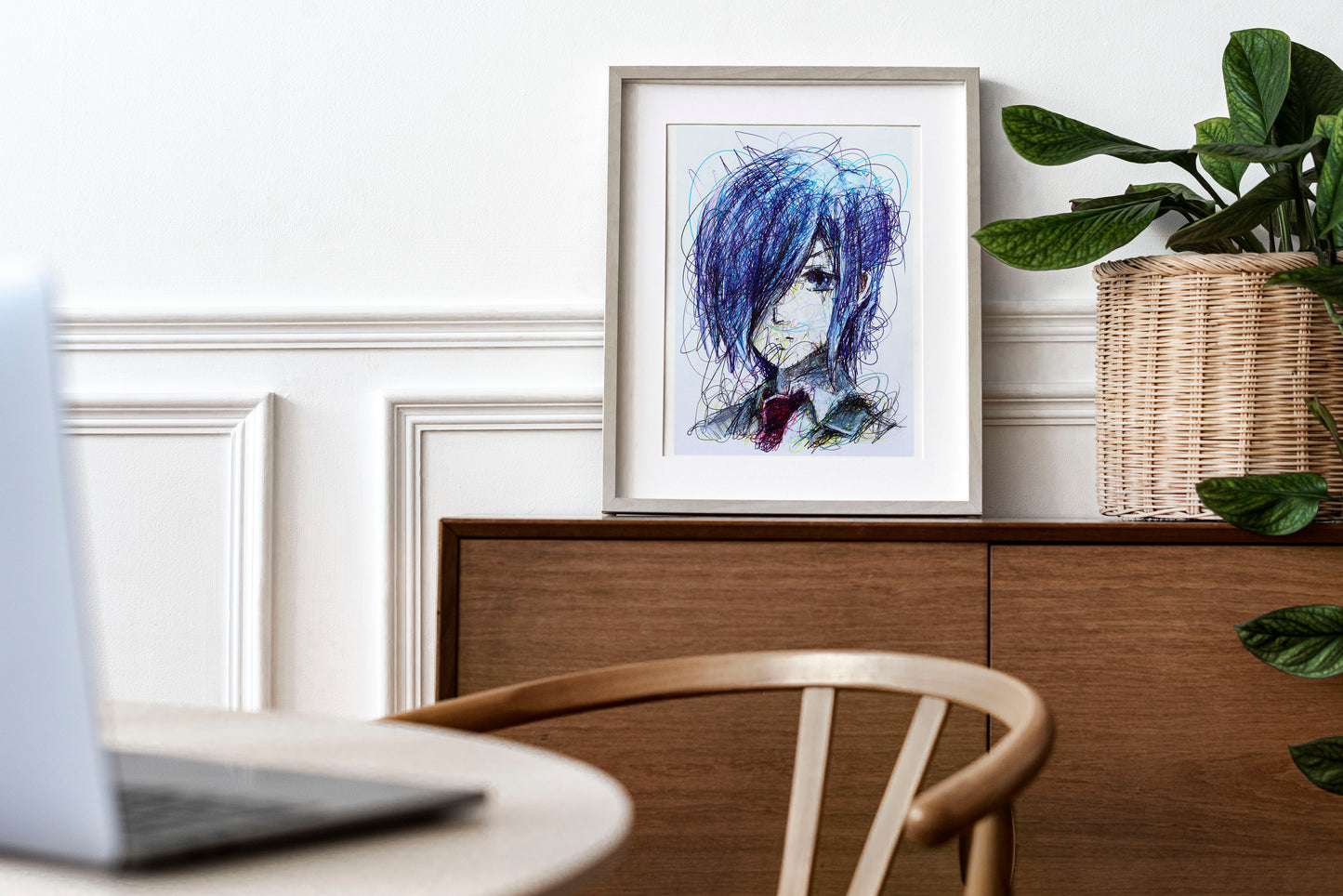 Touka Ballpoint Pen Scribble Art Print