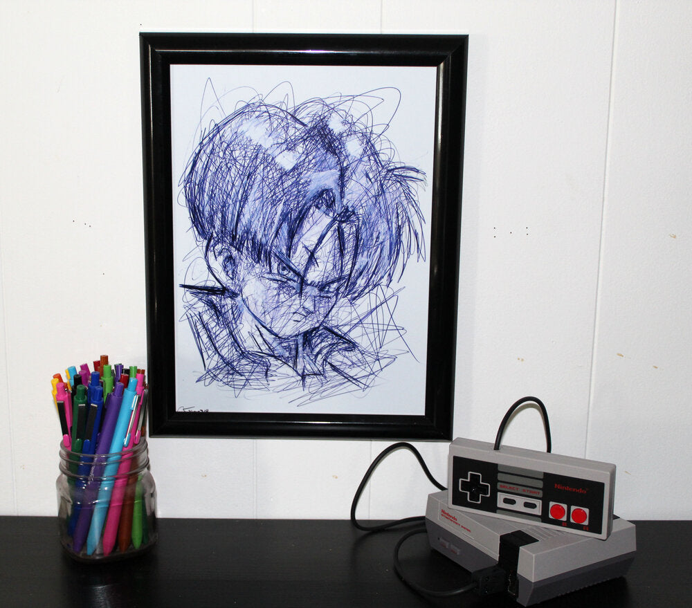 Trunks Ballpoint Pen Scribble Art Print-Cody James by Cody