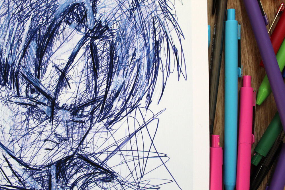 Trunks Ballpoint Pen Scribble Art Print-Cody James by Cody