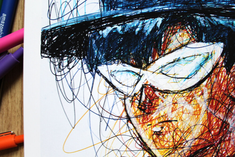 Tuxedo Mask Ballpoint Pen Scribble Art Print-Cody James by Cody