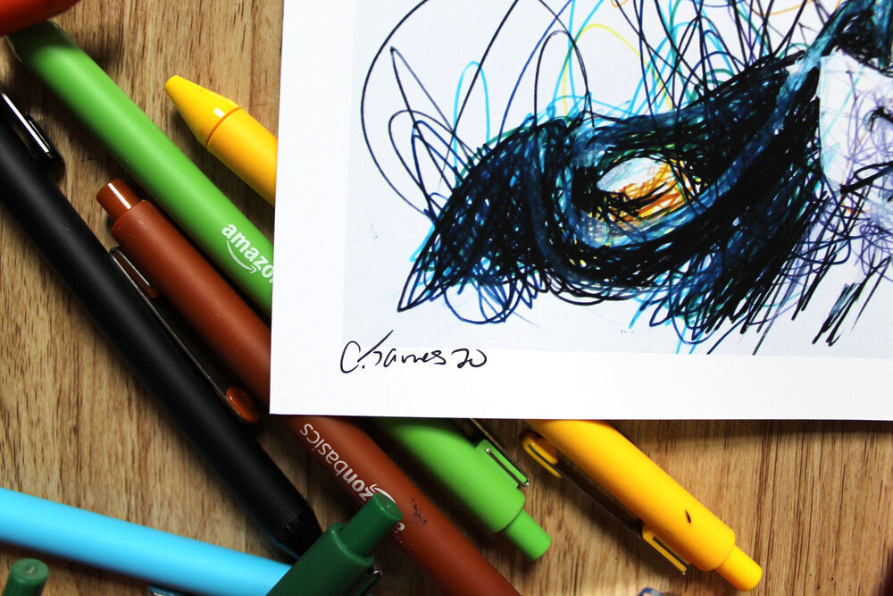 Tuxedo Mask Ballpoint Pen Scribble Art Print-Cody James by Cody