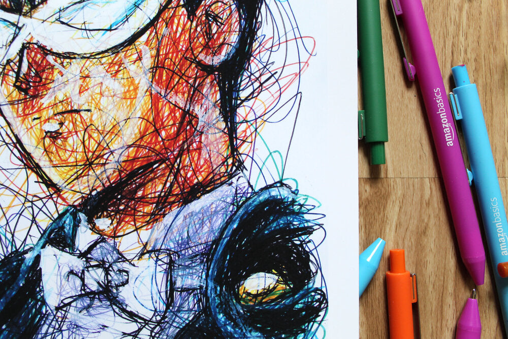 Tuxedo Mask Ballpoint Pen Scribble Art Print-Cody James by Cody
