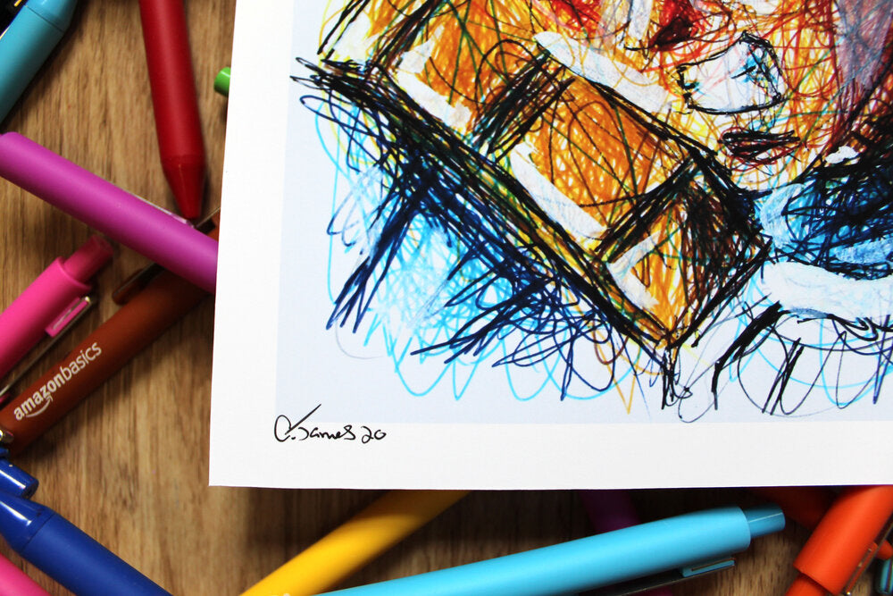 Vegeta Ballpoint Pen Scribble Art Print-Cody James by Cody
