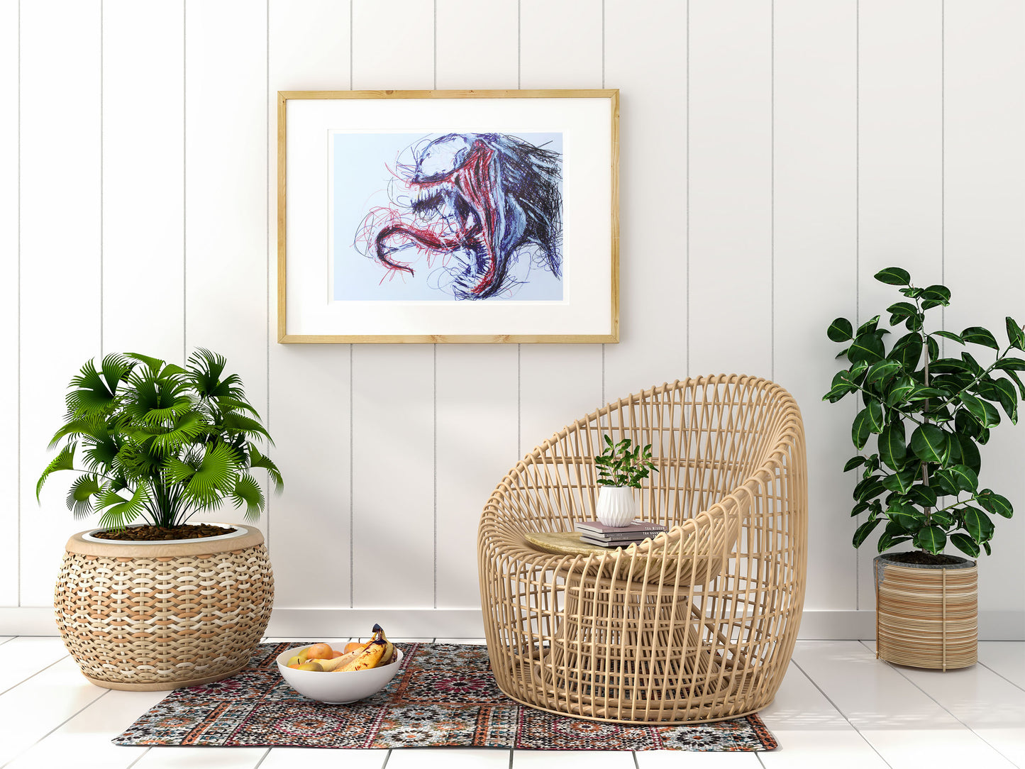 Venom Ballpoint Pen Scribble Art Print