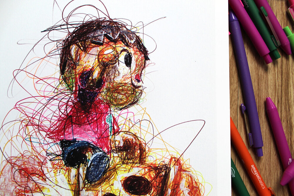Villager Ballpoint Pen Scribble Art Print-Cody James by Cody