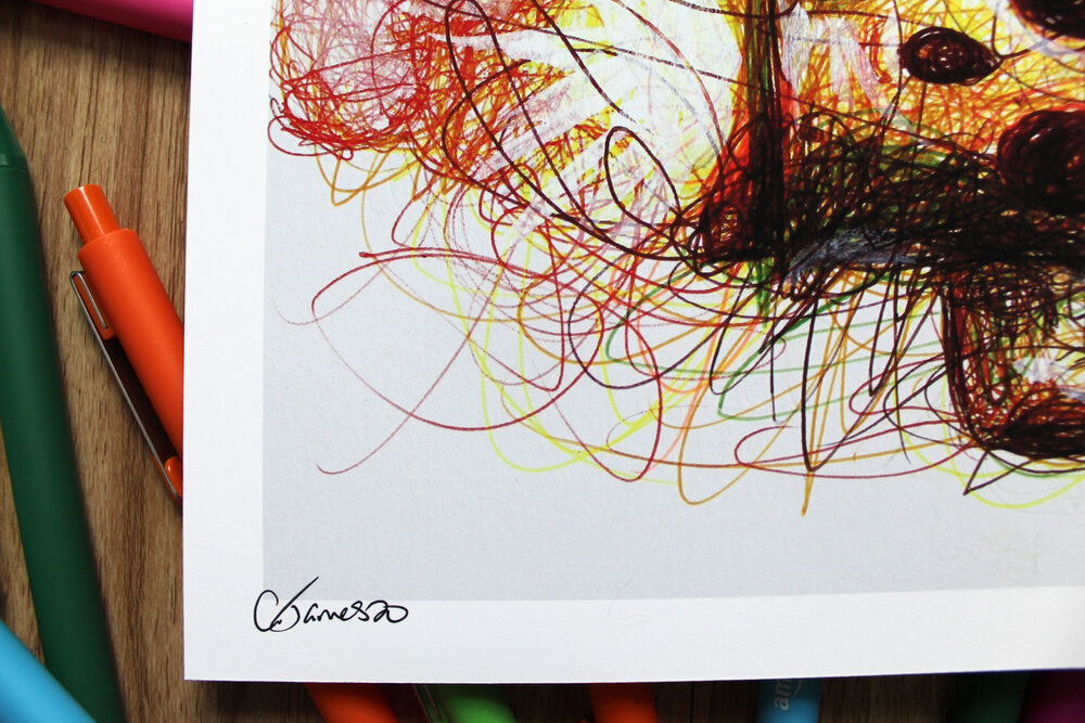 Villager Ballpoint Pen Scribble Art Print-Cody James by Cody