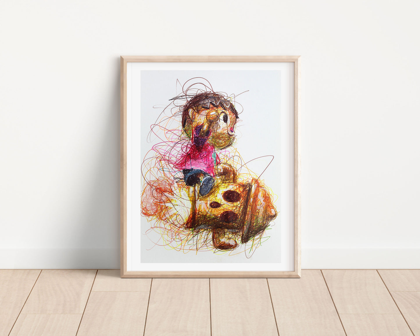 Villager Ballpoint Pen Scribble Art Print