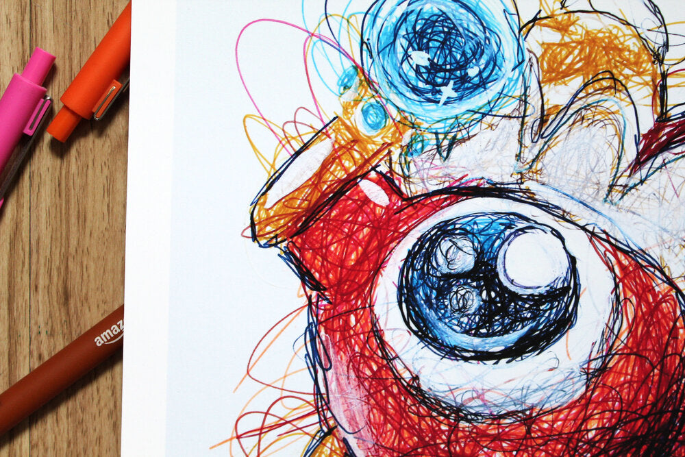 Waddle Doo Ballpoint Pen Scribble Art Print-Cody James by Cody