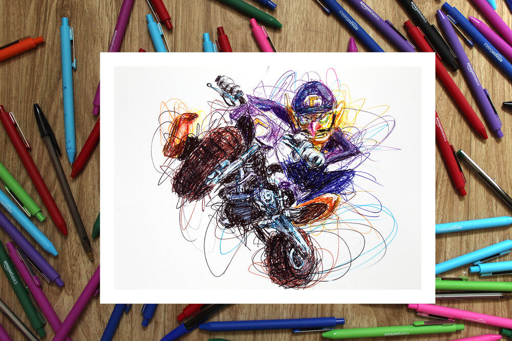 Super Mario Bros Kart Ballpoint Pen Art Print Set-Cody James by Cody