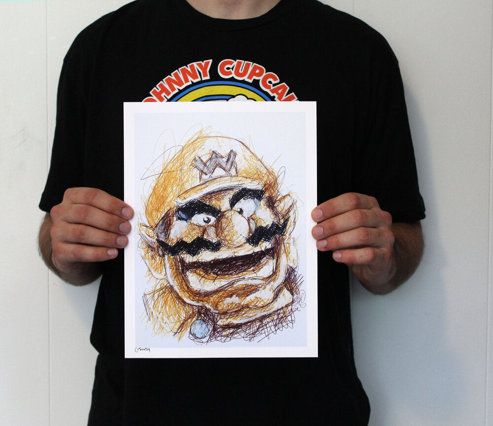 Wario Ballpoint Pen Scribble Art Print-Cody James by Cody