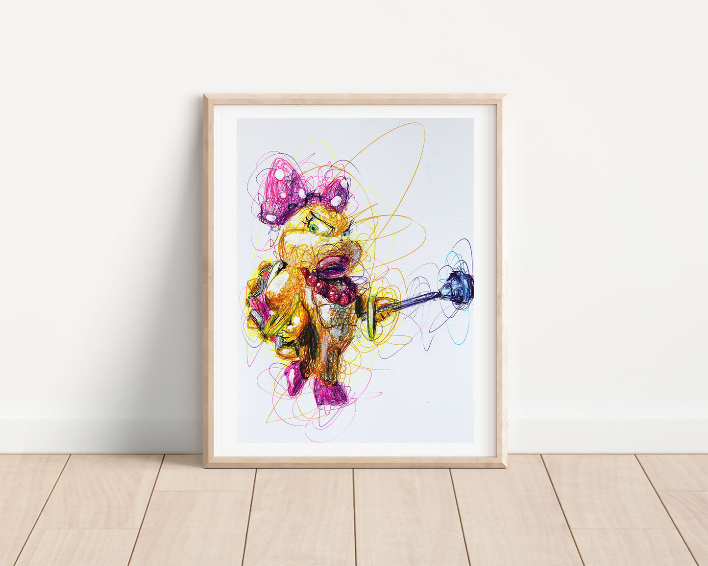 Wendy Koopa Ballpoint Pen Scribble Art Print