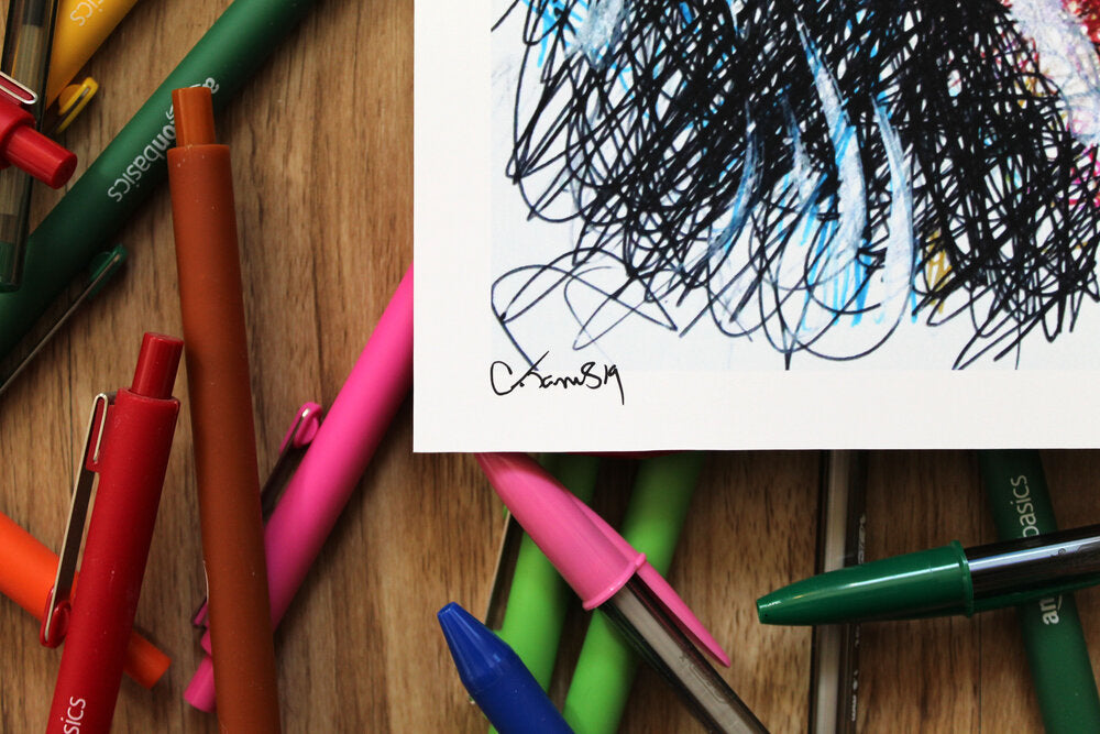 Wonder Woman Ballpoint Pen Scribble Art Print-Cody James by Cody