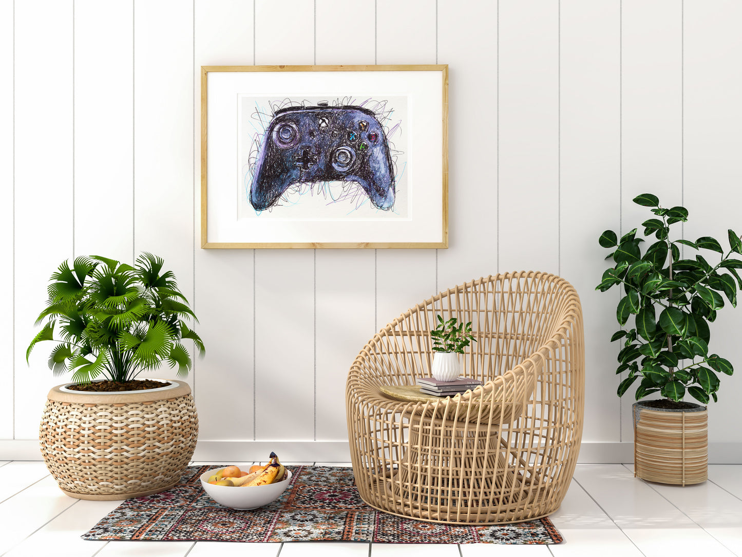 Xbox Controller Ballpoint Pen Scribble Art Print