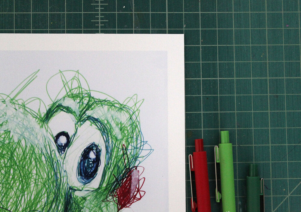 Yoshi Ballpoint Pen Scribble Art Print-Cody James by Cody