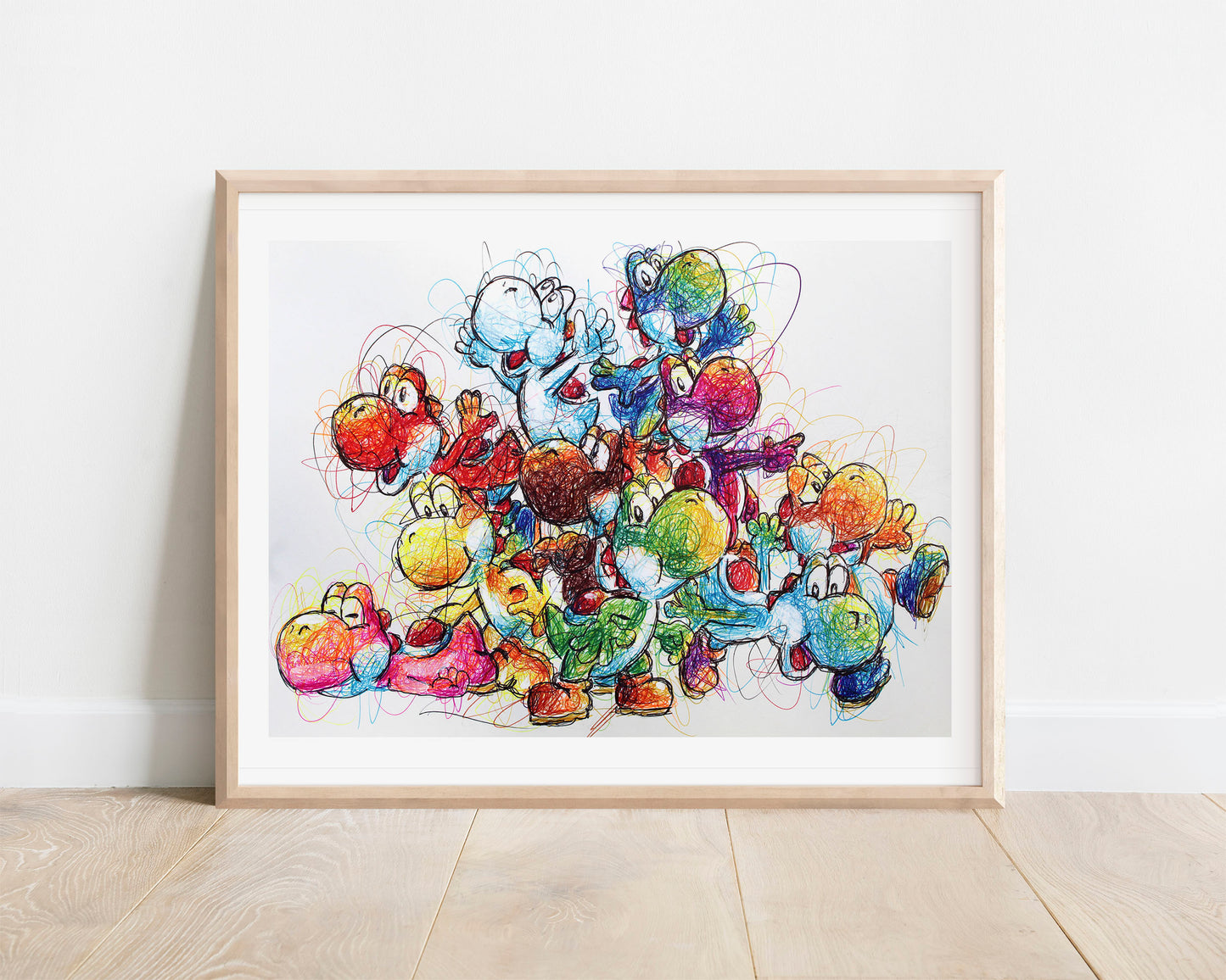 Yoshi's Island Ballpoint Pen Scribble Art Print
