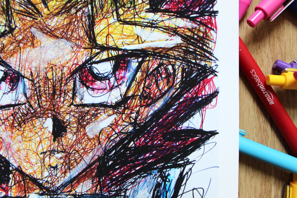 Yu-Gi-Oh Ballpoint Pen Scribble Art Print-Cody James by Cody