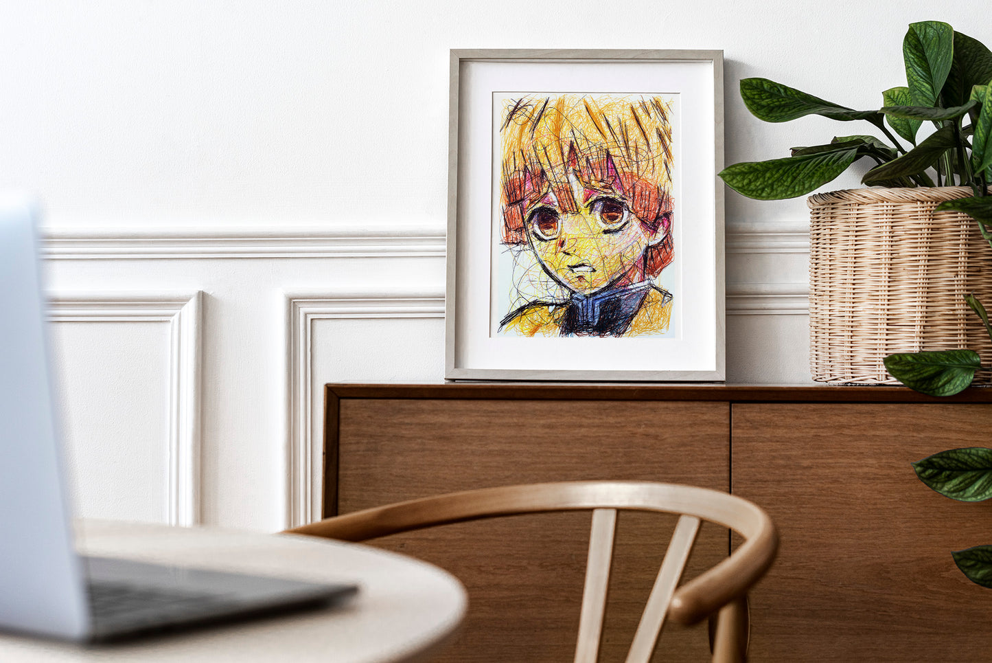 Zenitsu Agatsuma Ballpoint Pen Print