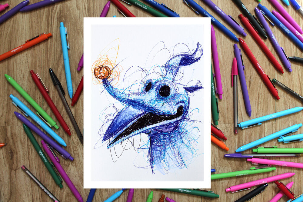 Zero Ballpoint Pen Scribble Art Print-Cody James by Cody