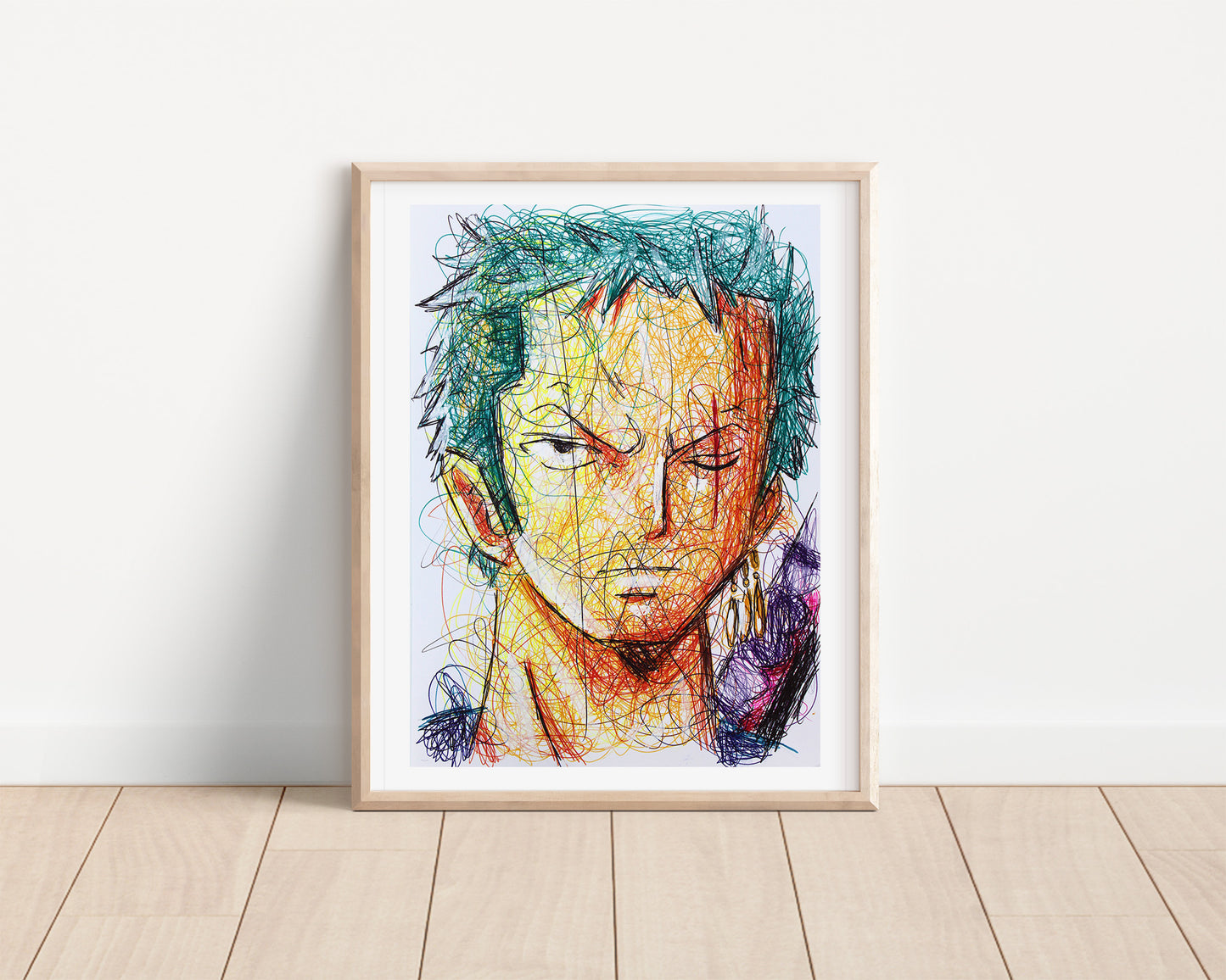 Roronoa Ballpoint Pen Scribble Art Print