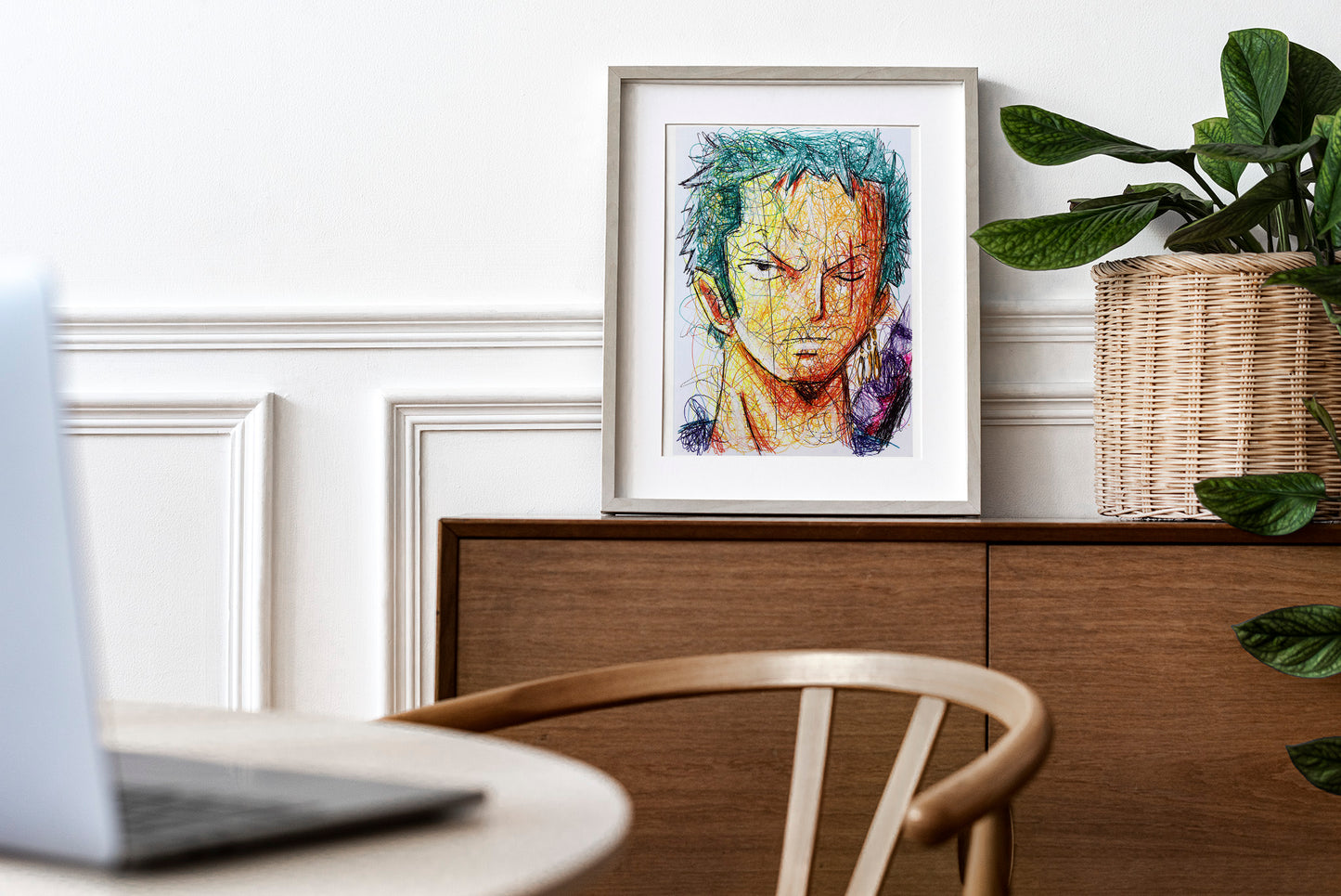 Roronoa Ballpoint Pen Scribble Art Print