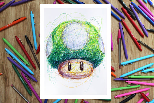 1 Up Mushroom Ballpoint Pen Print
