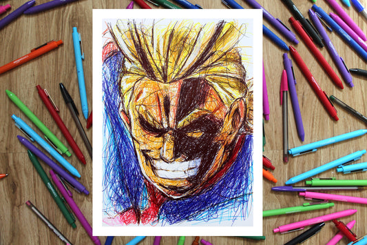 All Might Ballpoint Pen Print