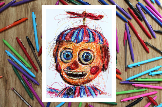 Balloon Boy Ballpoint Pen Art Print