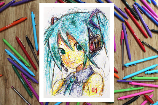 Hatsune Miku Ballpoint Pen Print