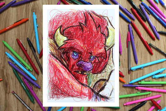 Jean Bison Ballpoint Pen Art Print