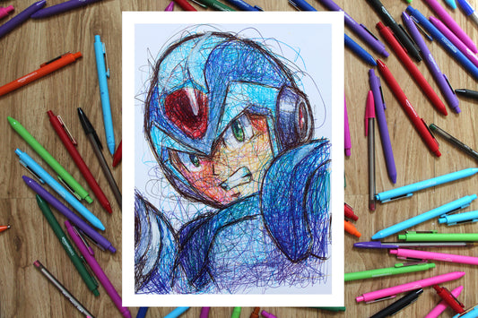 Megaman X Ballpoint Pen Print