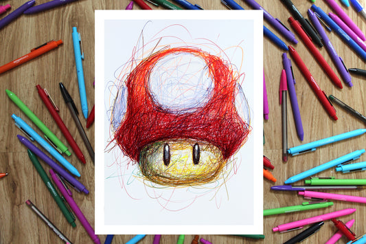 Mushroom Power Up Ballpoint Pen Print