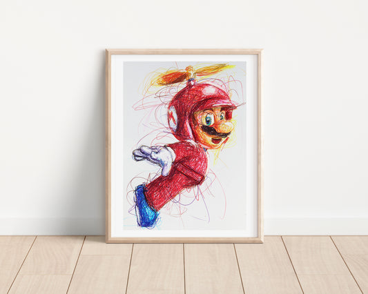 Propeller Mario Ballpoint Pen Print