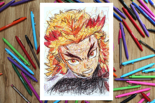 Rengoku Ballpoint Pen Print
