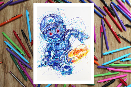 Shadow Mario Ballpoint Pen Print